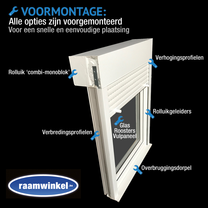 Alle opties van de ramen en deuren zijn voorgemonteerd voor een snelle en eenvoudige plaatsing